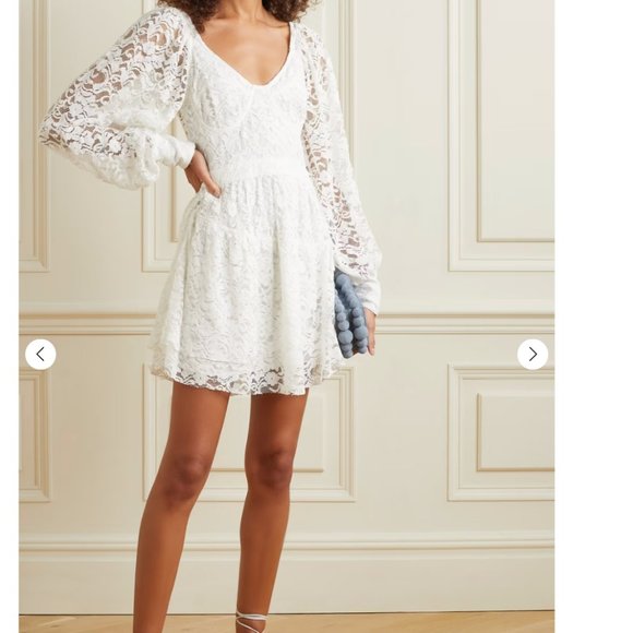 NWT LOVESHACKFANCY Alela cotton-blend corded lace mini dress - Picture 2 of 14